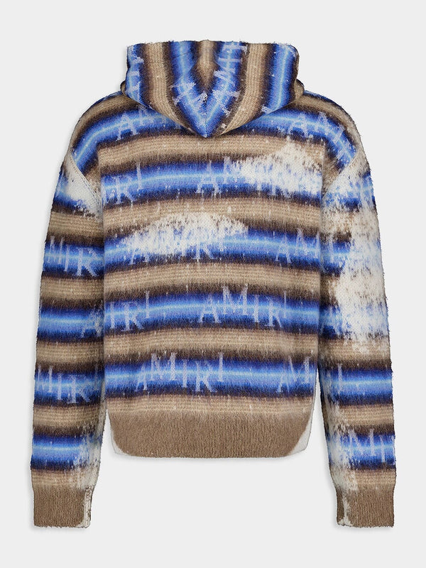AmiriStaggered Stripe Mohair-Wool Hoodie at Fashion Clinic