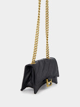 BalenciagaBlack Quilted Crush Mini Chain Bag at Fashion Clinic