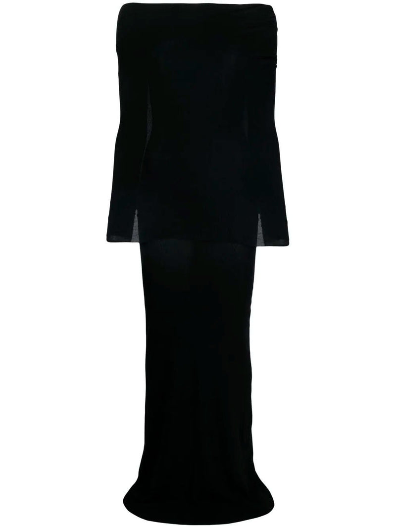 BalenciagaBoat Collar Double Layer Dress at Fashion Clinic