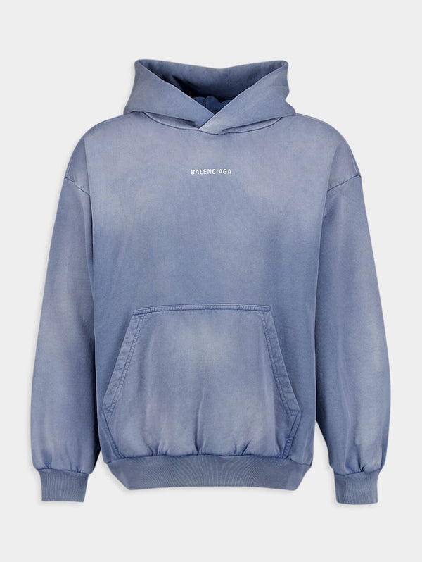 BalenciagaLogo-Embroidered Faded Effect Hoodie at Fashion Clinic