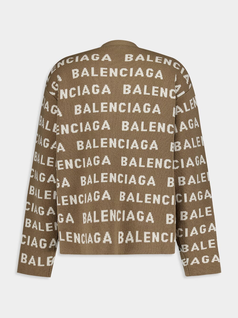 BalenciagaLogo Pattern Knit Cardigan at Fashion Clinic