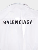 BalenciagaOversize Logo-Print Shirt in White at Fashion Clinic