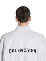 BalenciagaOversized Stripe Poplin Shirt at Fashion Clinic