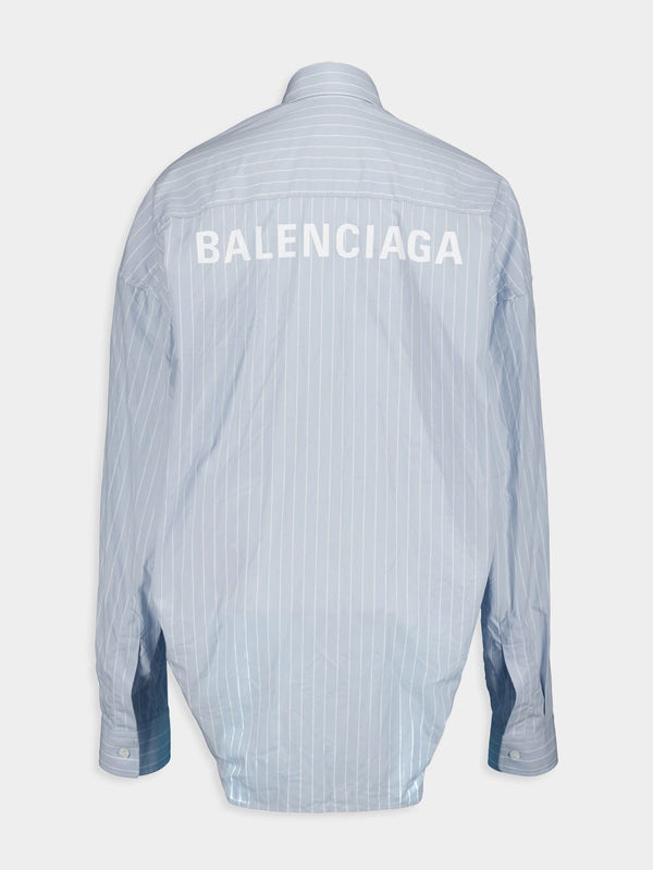 BalenciagaPinstripe Cotton Cocoon Shirt at Fashion Clinic