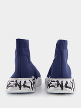 BalenciagaSpeed 2.0 Graffiti Blue Sneakers at Fashion Clinic