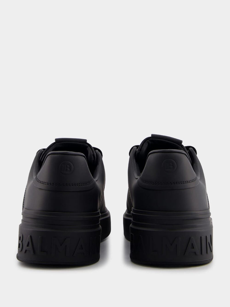 BalmainB-Court Monochrome Black Leather Sneakers at Fashion Clinic