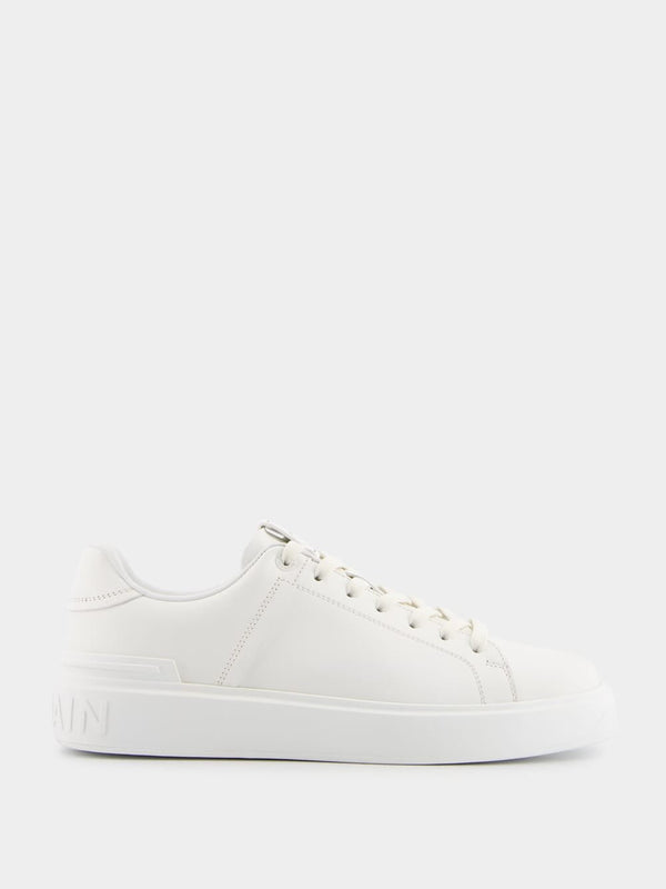 BalmainB-Court Monochrome White Leather Sneakers at Fashion Clinic