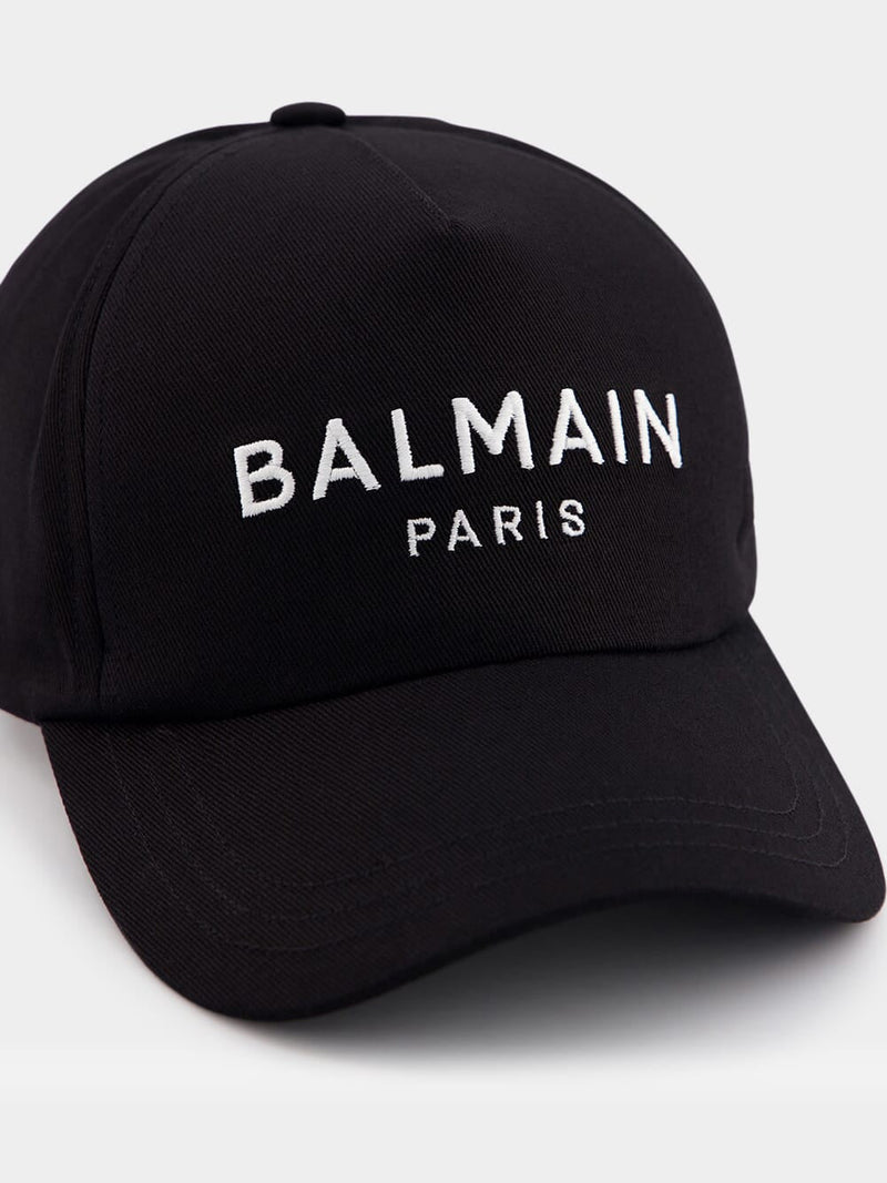 BalmainBlack Cotton Logo Embroidery Cap at Fashion Clinic