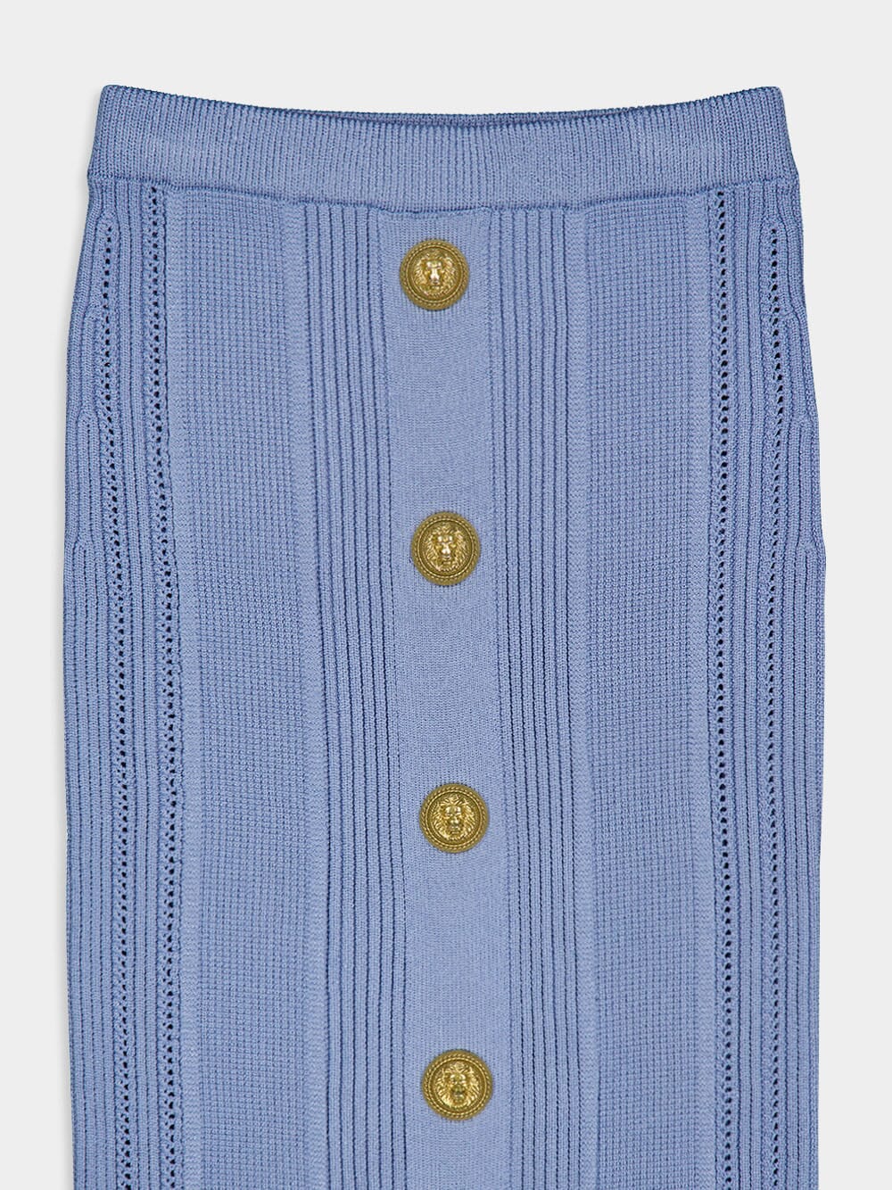 BalmainButtoned Rib-Knit Midi Skirt at Fashion Clinic