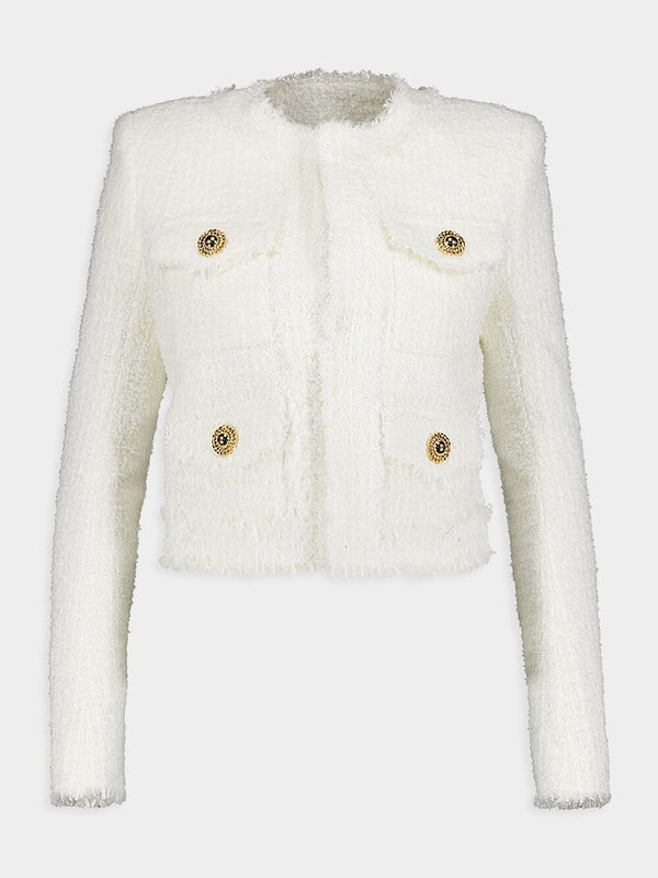 BalmainCollarless Tweed Jacket at Fashion Clinic
