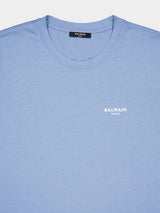 BalmainContrasting Logo Cotton Blue T-Shirt at Fashion Clinic