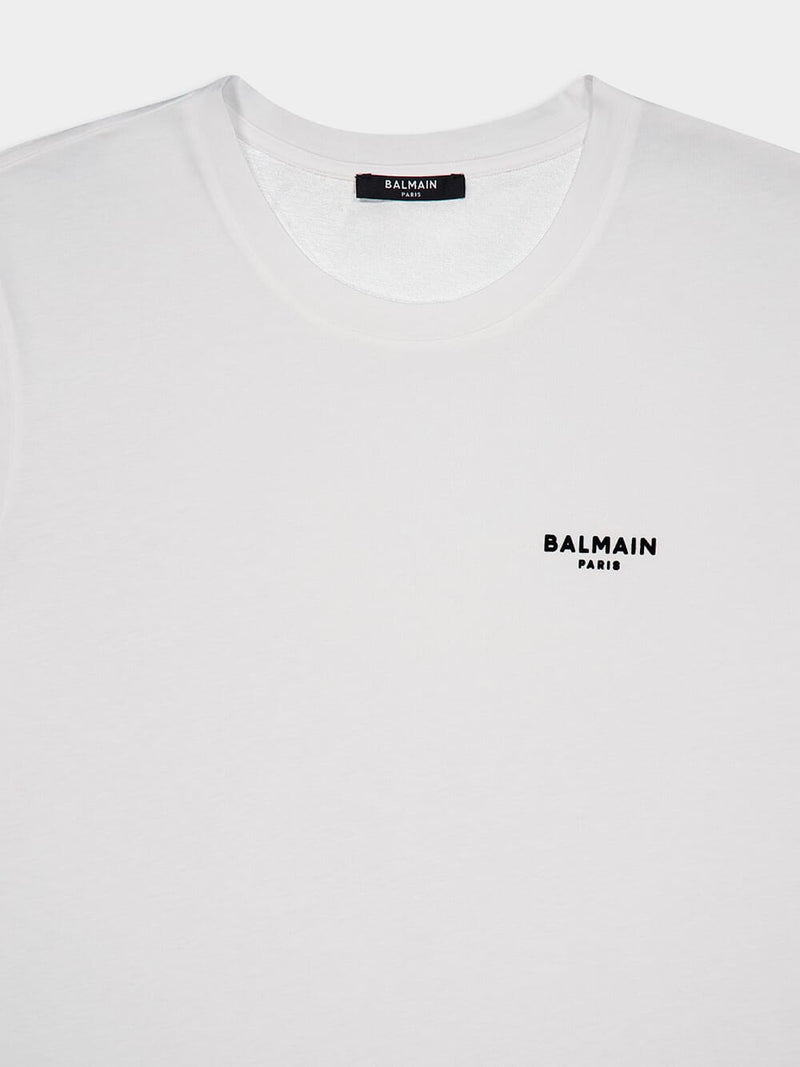 BalmainContrasting Logo Cotton White T-Shirt at Fashion Clinic