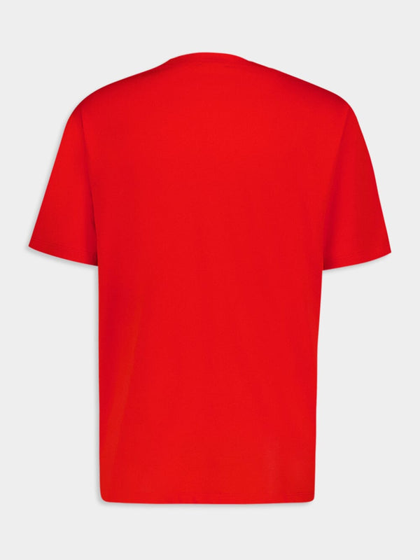 BalmainEmbroidered Cotton Red T-Shirt at Fashion Clinic