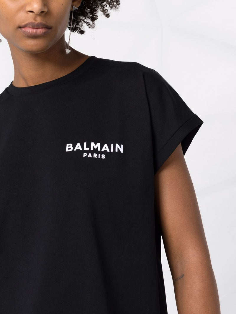 BalmainFlocked Logo T-Shirt at Fashion Clinic