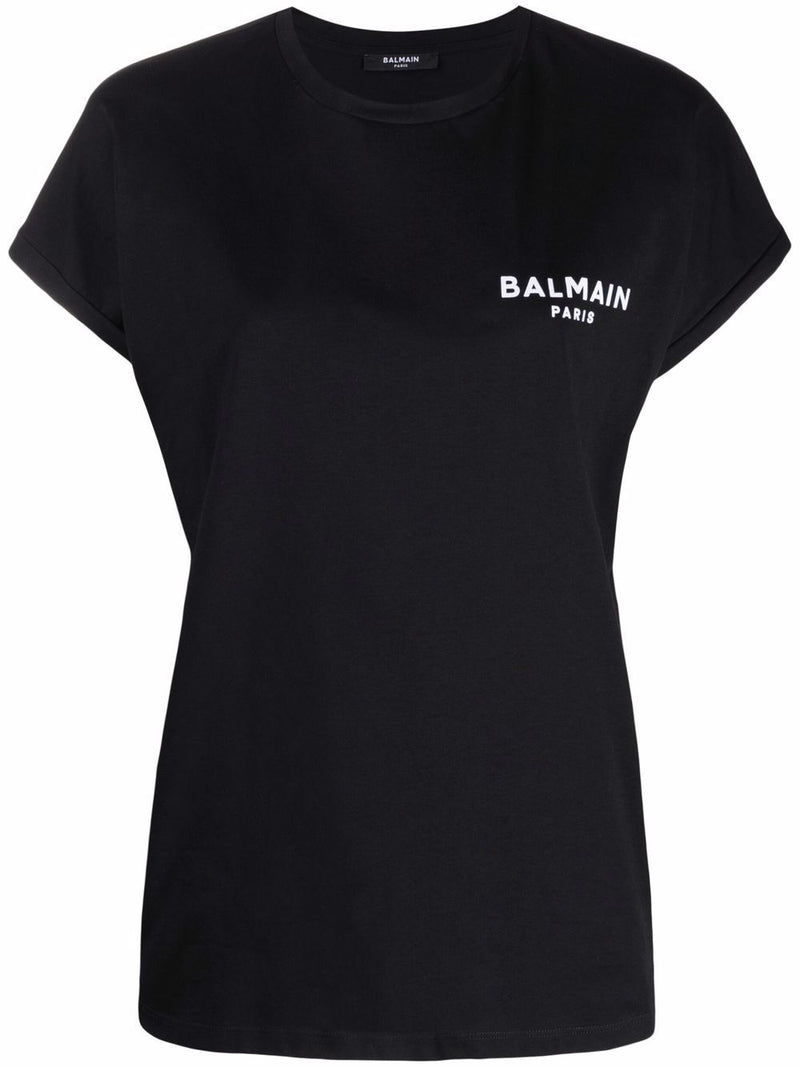 BalmainFlocked Logo T-Shirt at Fashion Clinic