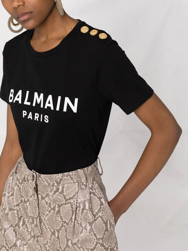 BalmainLogo-Print Cotton T-Shirt at Fashion Clinic