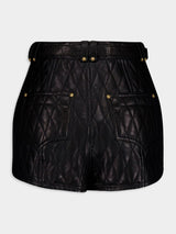 BalmainQuilted Leather Shorts at Fashion Clinic