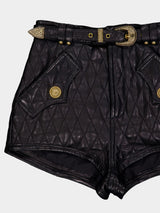 BalmainQuilted Leather Shorts at Fashion Clinic