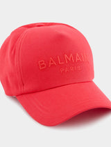 BalmainRed Cotton Logo Embroidery Cap at Fashion Clinic