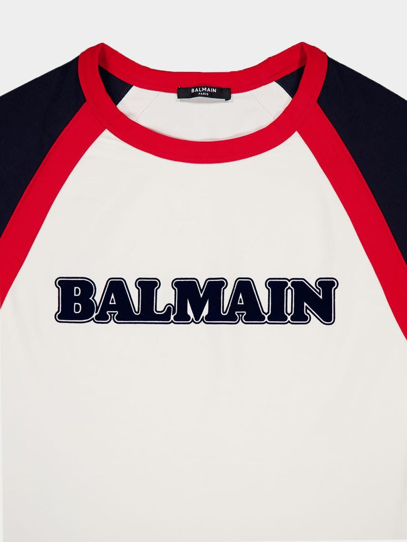 BalmainRetro Logo-Print Cotton T-Shirt at Fashion Clinic