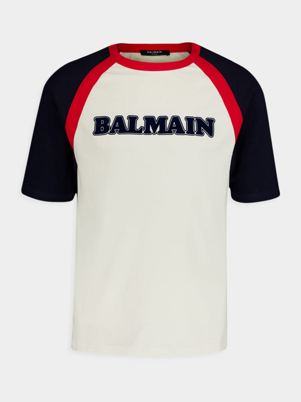 BalmainRetro Logo-Print Cotton T-Shirt at Fashion Clinic
