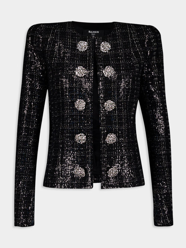 BalmainSequin-Embellished Tweed Jacket at Fashion Clinic