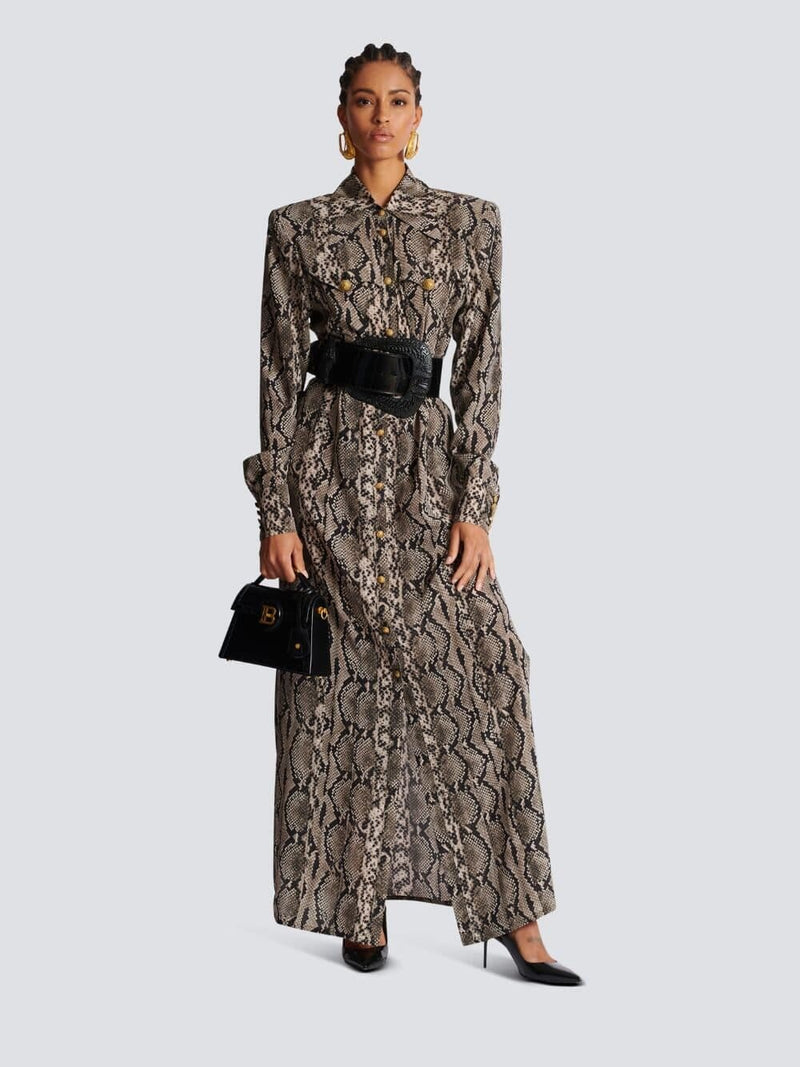 Silk snake shop print dress