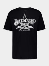 BalmainStar Logo Graphic Black T-Shirt at Fashion Clinic