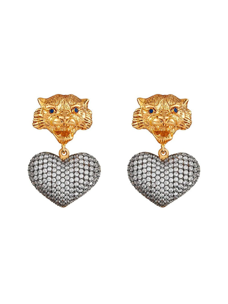 Begüm KhanTiger Heart crystal earrings at Fashion Clinic