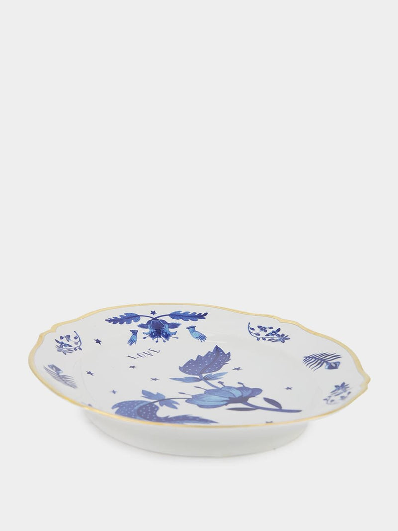 BitossiFloral Motif Porcelain Oval Platter at Fashion Clinic