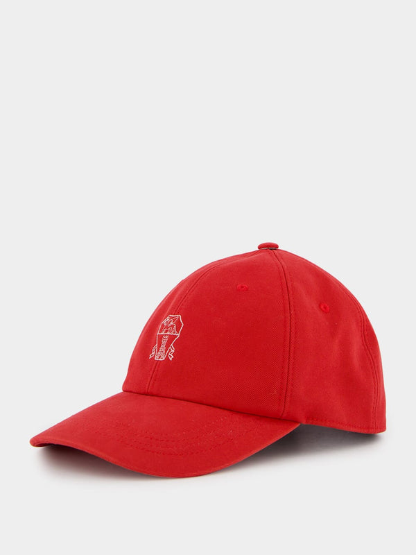 Brunello CucinelliEmbroidered Logo Red Cap at Fashion Clinic