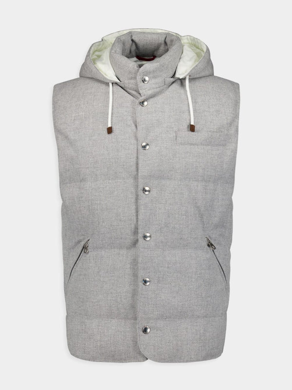 Brunello CucinelliFeather-Down Padded Wool Gilet at Fashion Clinic