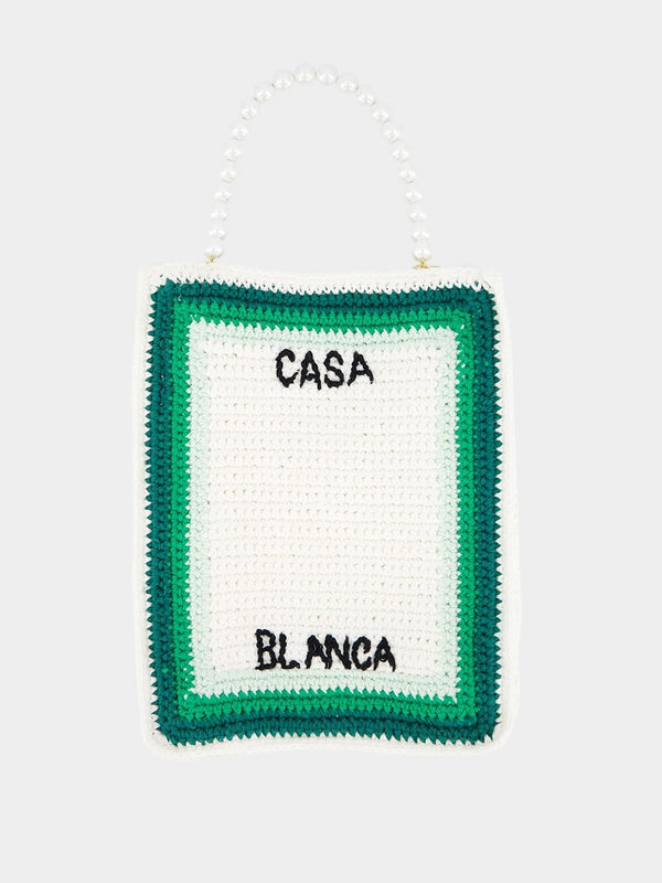 CasablancaBeaded Pearl Green Crochet Bag at Fashion Clinic