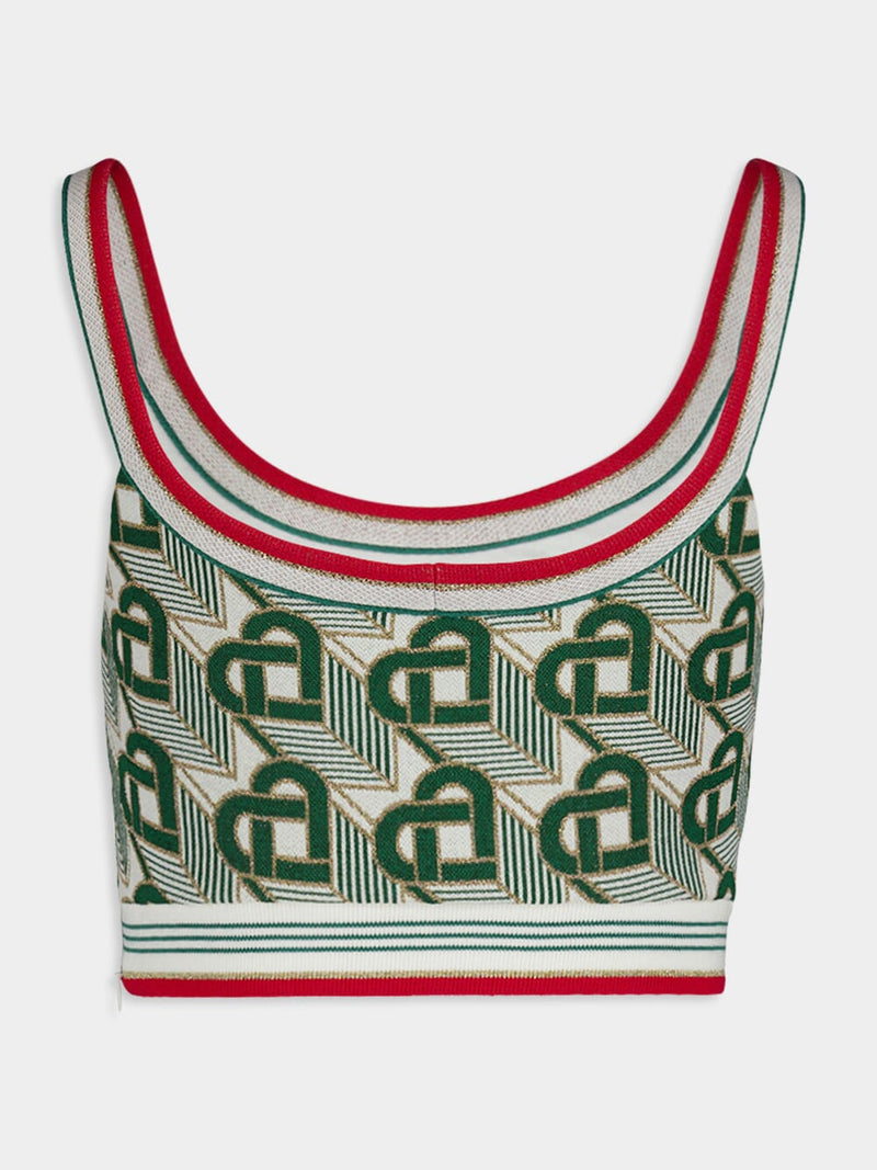 CasablancaHeart Monogram-Jacquard Knitted Top at Fashion Clinic