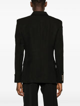 CasablancaPeak-Lapels Double-Breasted Black Blazer at Fashion Clinic