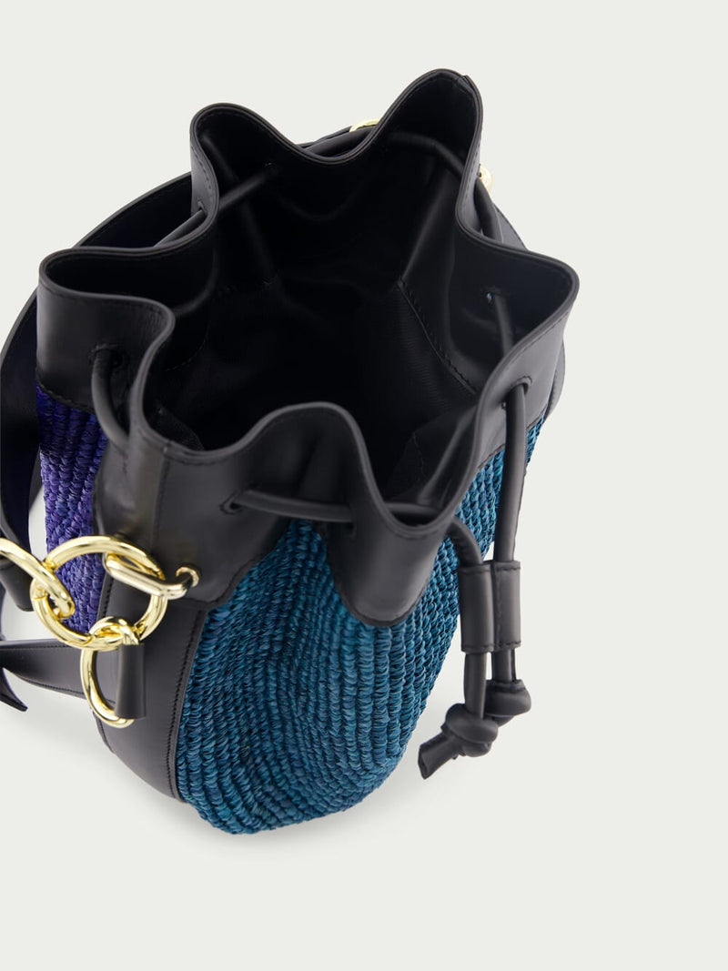 colville Pudding colour-block raffia bucket bag - Orange