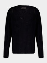 CommasBlack Open Knit V-Neck Sweater at Fashion Clinic