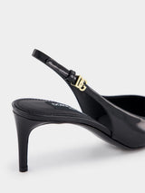 Dolce & GabbanaBlack Leather 60mm Slingback Heels at Fashion Clinic