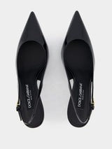 Dolce & GabbanaBlack Leather 60mm Slingback Heels at Fashion Clinic