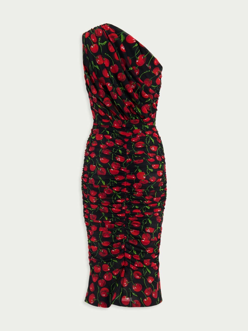 Dolce & GabbanaCherry-Print Ruched Midi Dress at Fashion Clinic