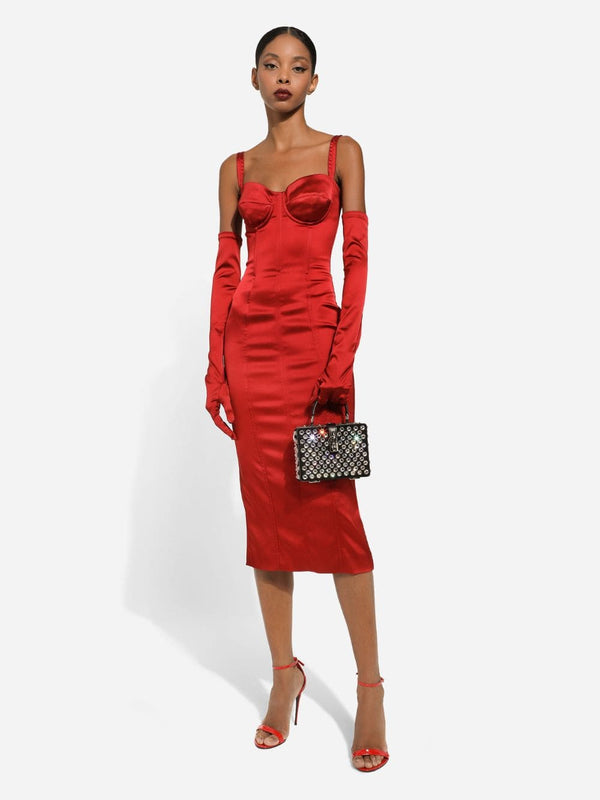 Dolce & GabbanaCorset-Style Satin Midi Dress at Fashion Clinic