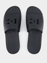 Dolce & GabbanaEmbossed-Logo Leather Slides at Fashion Clinic