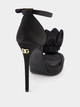 Dolce & GabbanaFloral Appliqué Satin Platform 105mm Sandals at Fashion Clinic