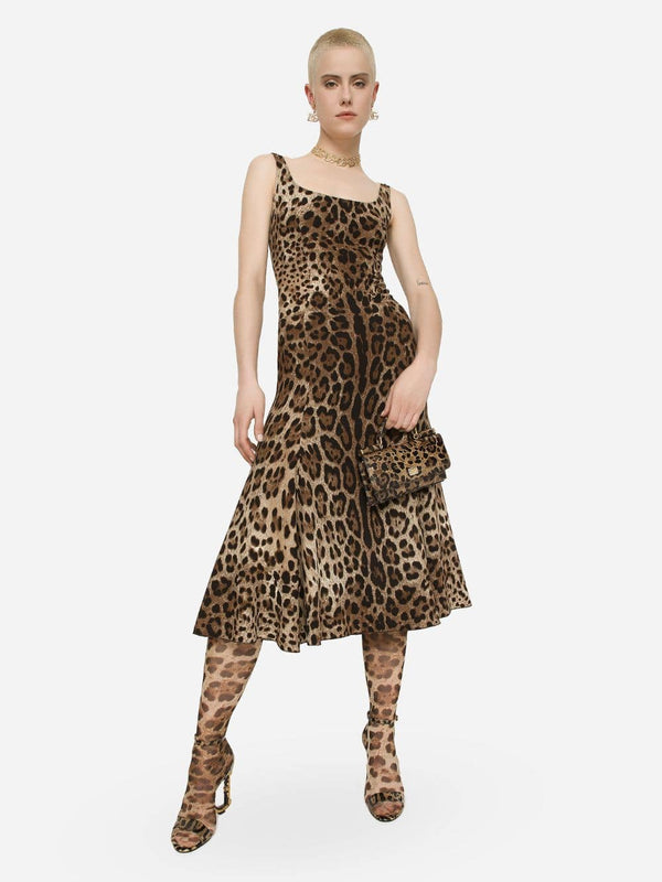 Dolce & GabbanaLeopard-Print Midi Dress at Fashion Clinic