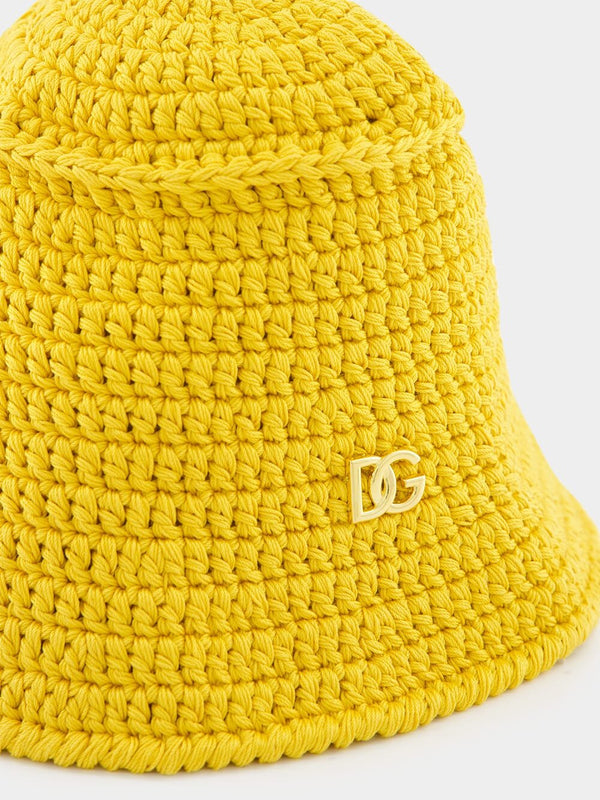 Dolce & GabbanaLogo-Plaque Crochet Bucket Hat at Fashion Clinic
