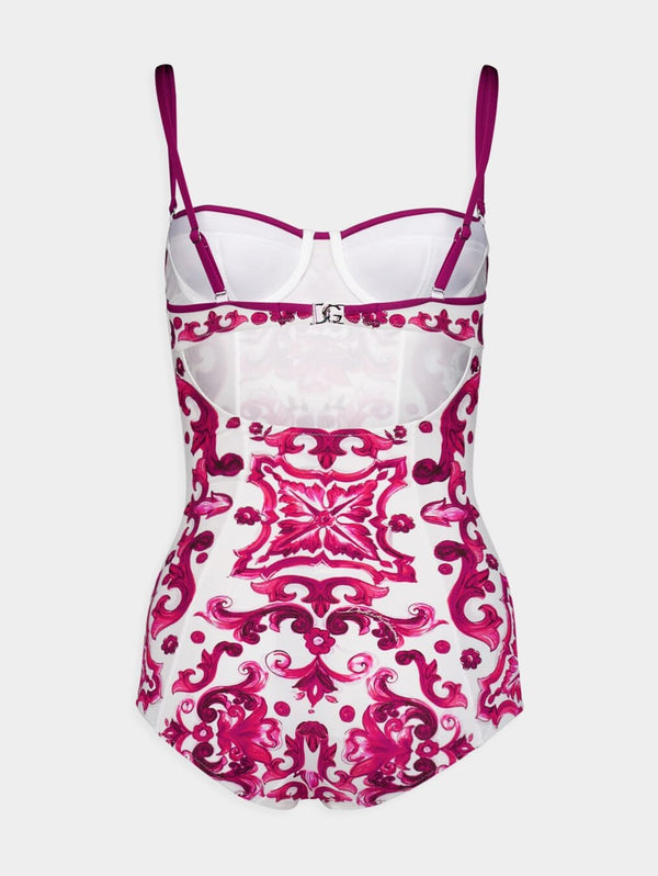 Dolce & GabbanaMajolica Print Balconette Swimsuit at Fashion Clinic