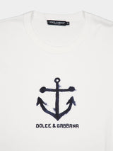 Dolce & GabbanaMarina-Print Short-Sleeved White T-Shirt at Fashion Clinic