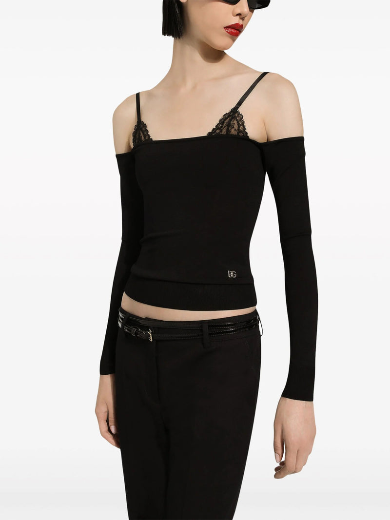 Dolce & GabbanaOff-Shoulder Black Top at Fashion Clinic