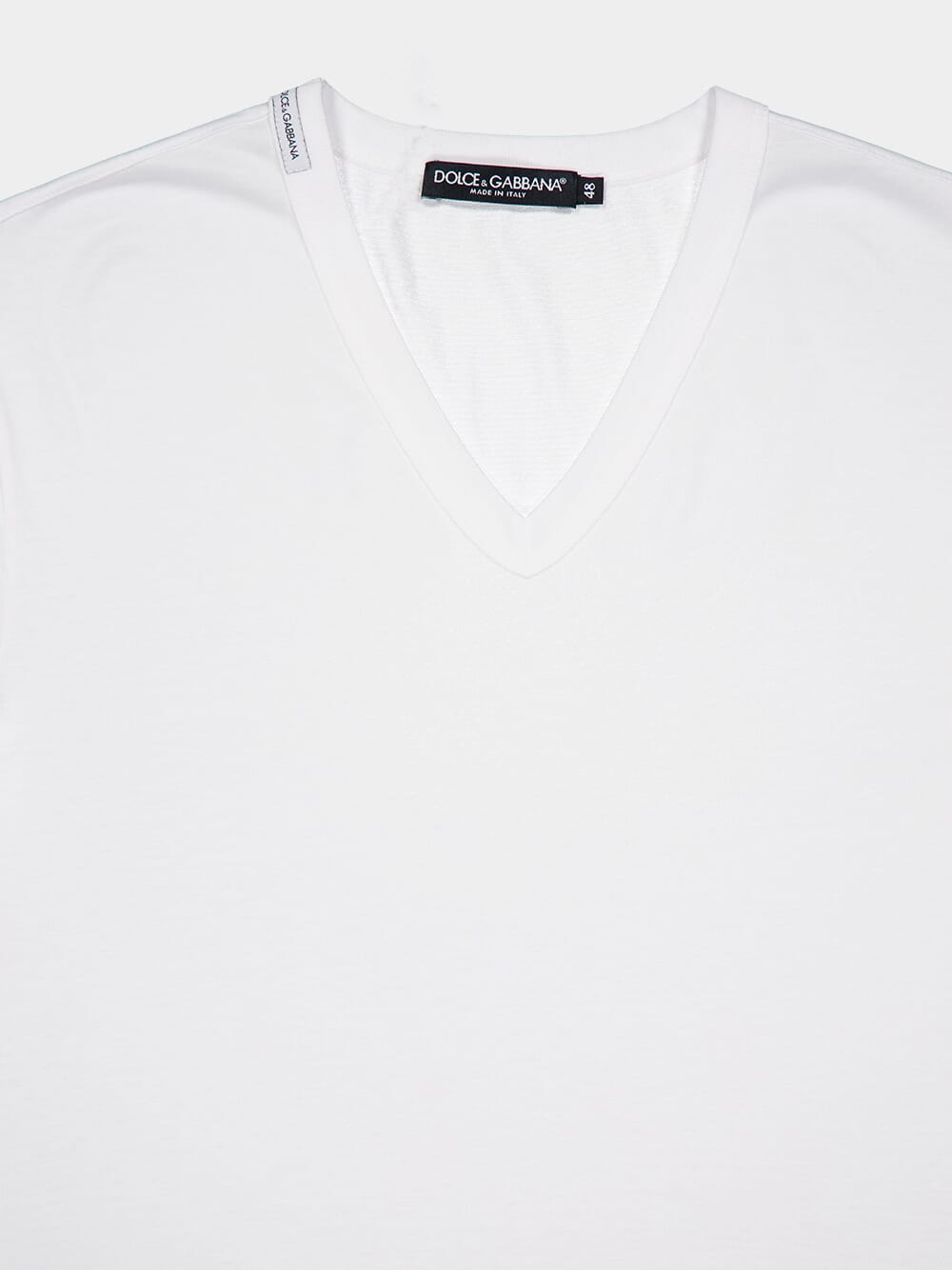Dolce & GabbanaWhite V-Neck Cotton T-Shirt at Fashion Clinic