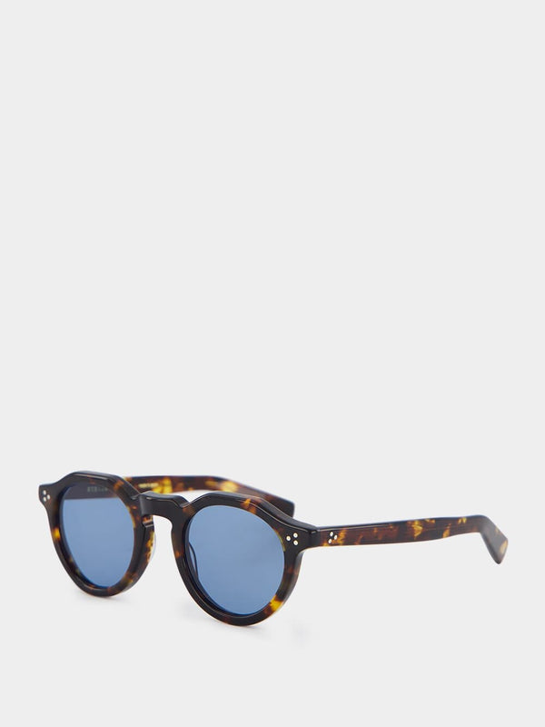 Eyevan 7285Mason Tortoise and Blue Round Sunglasses at Fashion Clinic